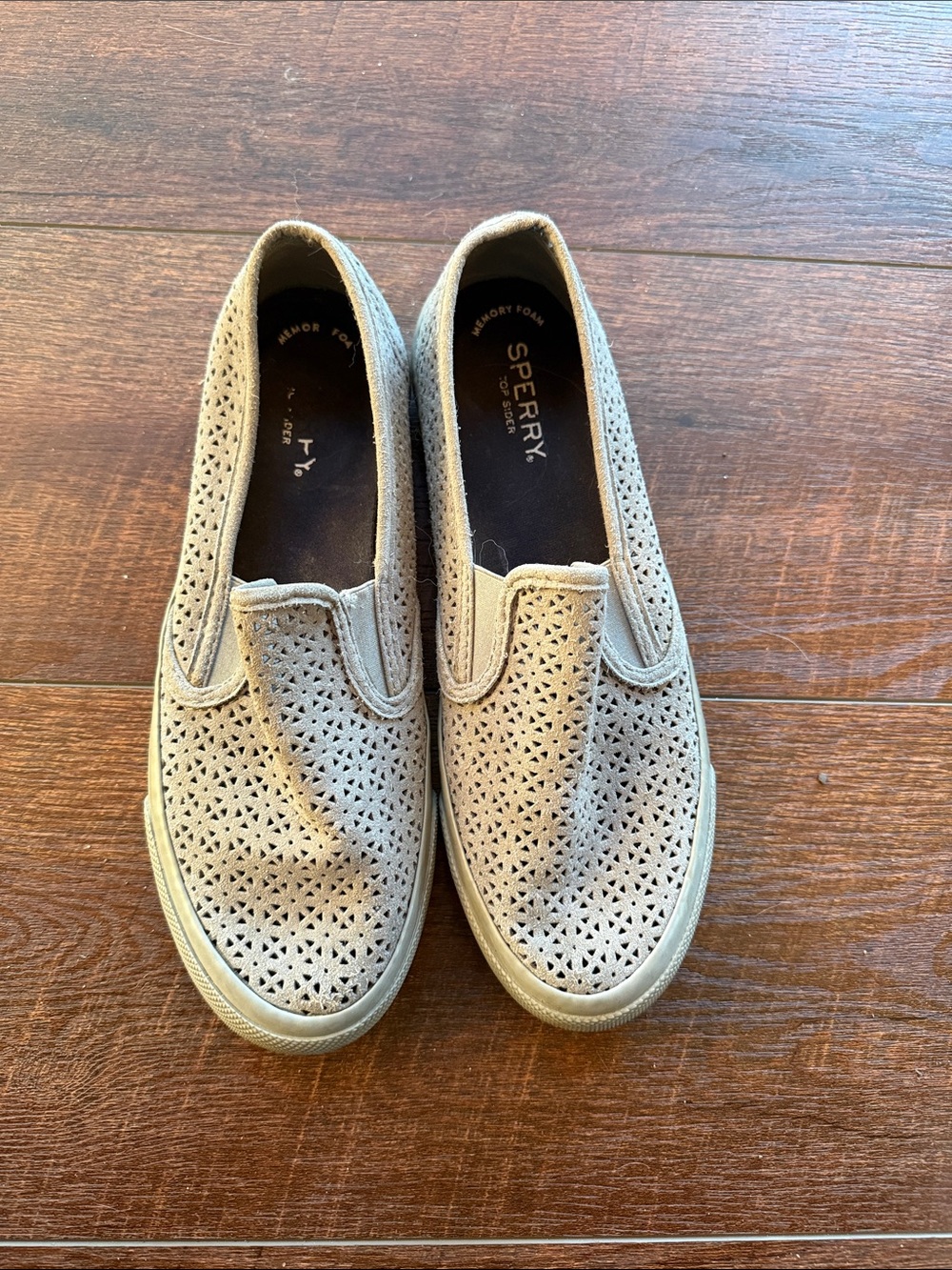 Sperry Women's Perforated Slip-On Sneakers in Taupe